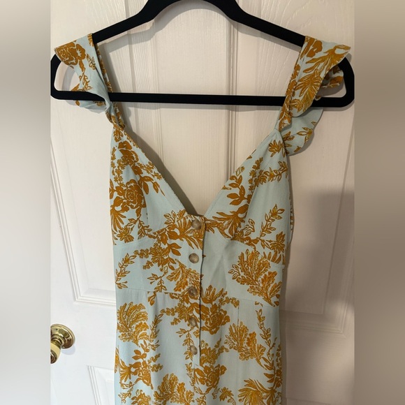 Free People Be The One Jumpsuit | Size 2 | Pale Blue-Green with Rust Floral - Picture 6 of 14